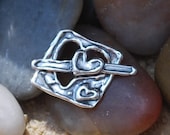Artisan Handcrafted Square Heart Cut out Toggle and Clasp In Sterling Silver - kbansell