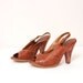 1970s Woven Leather Sandals - Wooden Heels - Size 6
