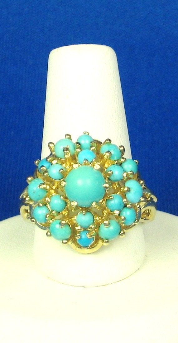Vintage 14kt Gold and Genuine Turquoise Ring
