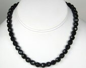 Jet Black Glass Bead Choker Necklace