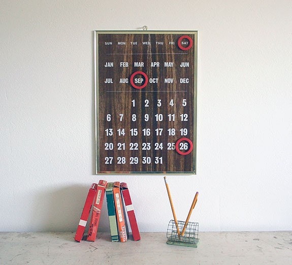 Vintage Faux Bois Perpetual Wall Calendar