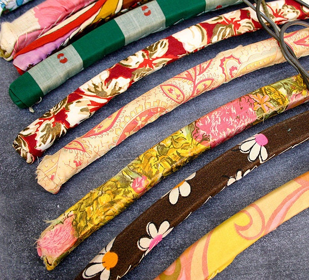 Vintage Wood Clothing Hangers with Handmade Bohemian Covers