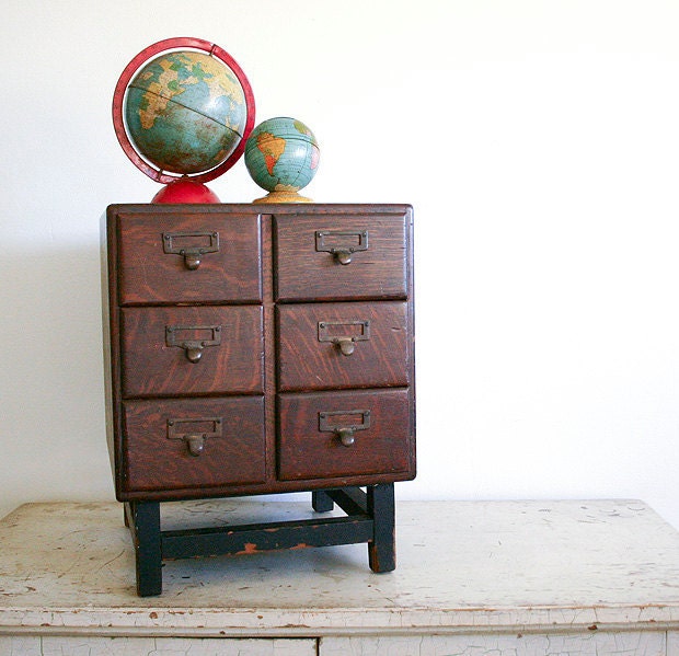 Vintage Oak Card Catalog File