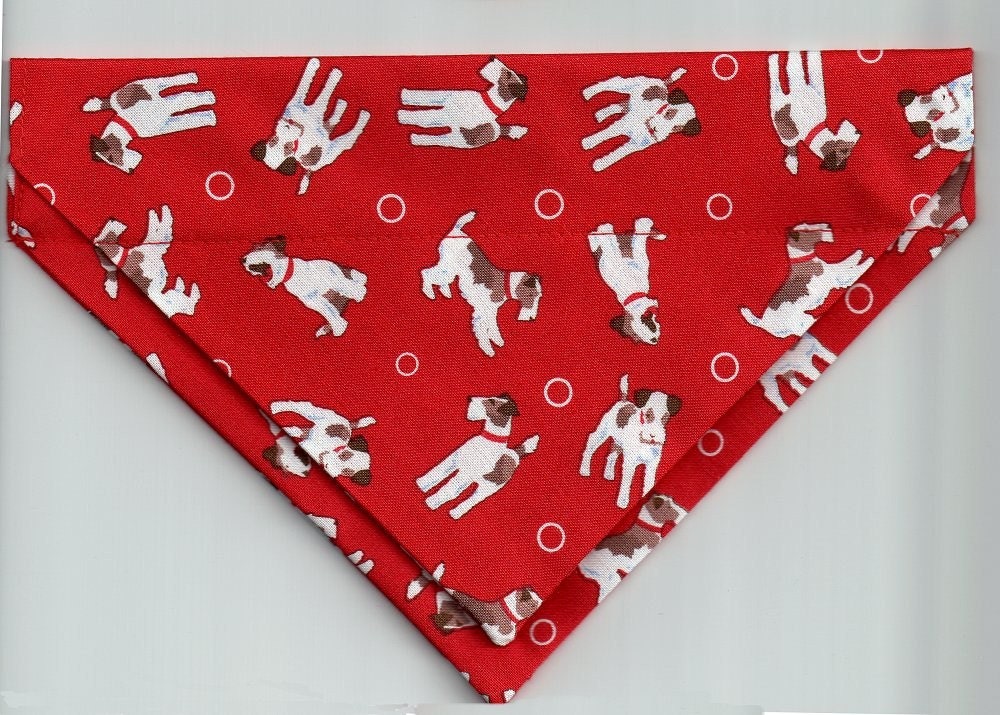 Wire Fox Terriers at Play on Red - Medium Pet Bandana