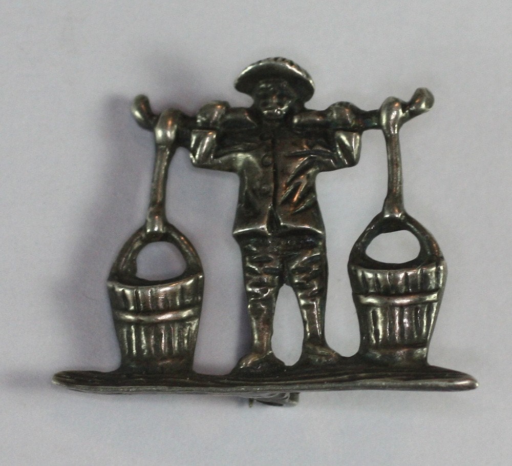 Water Carrier Vintage Brooch Pin Sterling Silver Figural