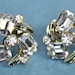 Vintage Crystal Earrings Clear Stones Screwback Signed Lisner