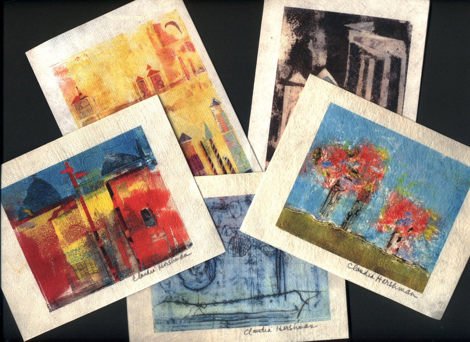 Set of 5 Blank Note Cards with Varied Images