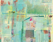 HOME SWEET HOME - Framed Collagraph Monoprint with Collage