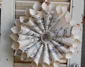 Paper  Wreath Vintage Sheet Music  Cones with Glass Glitter Petite