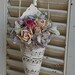 Vintage Hymnal Sheet Music Cone with Dried Hydrnagea & Roses