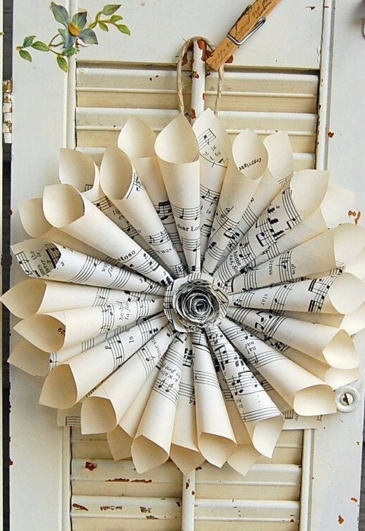 Wedding Wreath  //  Paper  Wreath  //  Vintage Sheet Music 15-16"