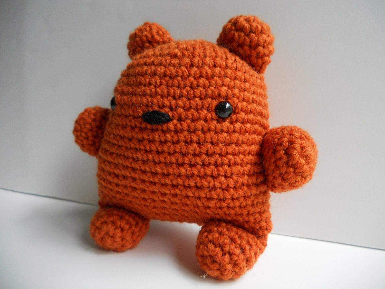 Amigurumi Crochet Burnt Orange Teddy Bear Plush