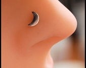Sterling Crescent Moon Nose Stud - L or Screw End