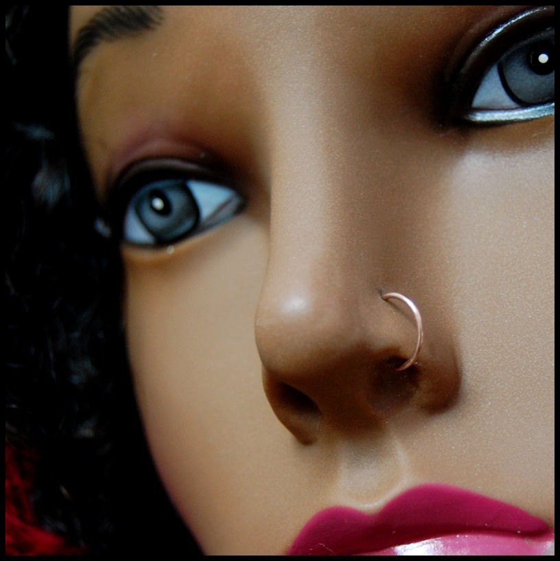 Gold Nose Ring - 20 Gauge SOLID Rose Pink Gold Seamless / Catchless Nose Ring