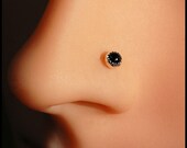 Nose Stud / Nose Screw / 3mm Black Spinel in Sterling Silver Serrated Bezel - L or Screw End CUSTOMIZE