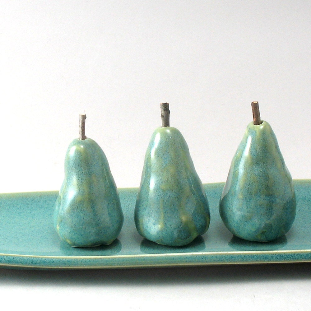 3 Tiny Pears on a Tray