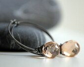 Silver Pink Earrings - Oxidized sterling silver and Czech Glass pink teardrop beads - ready to ship