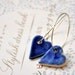Shiny Hearts Earrings in Blue- Sterling Silver Hoops, Porcelain Clay Hearts