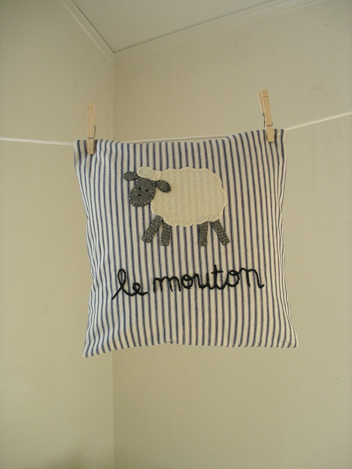 Sheep Applique Pillow for Children