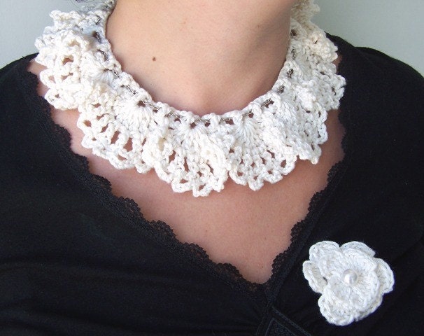 Collar Necklace  -Crochet Collar-   Lace Collar- Crochet necklace - Spring fashion -Womens collar- Pure Cotton Necklace - ,Eco friendly