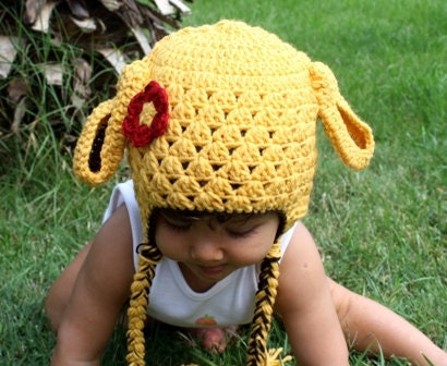 Crochet animal hat  baby hat easter hat  LAMB Earflap hat in  Mustard Yellow ,photography props  girl  fall  winter sheep christmas baby
