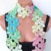 Crochet Womens Scarf- Seashell Scarf in Cream pink blue green - Inspired Turkish Lace- Cotton- crochet Lariat- Summer Scarf