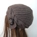Hand Knit  Turban  Hat  Cloche Hat  in  taupe with black buckle  Womens cable knit   Hat Autumn winter Fashion Accessories Valentines Day
