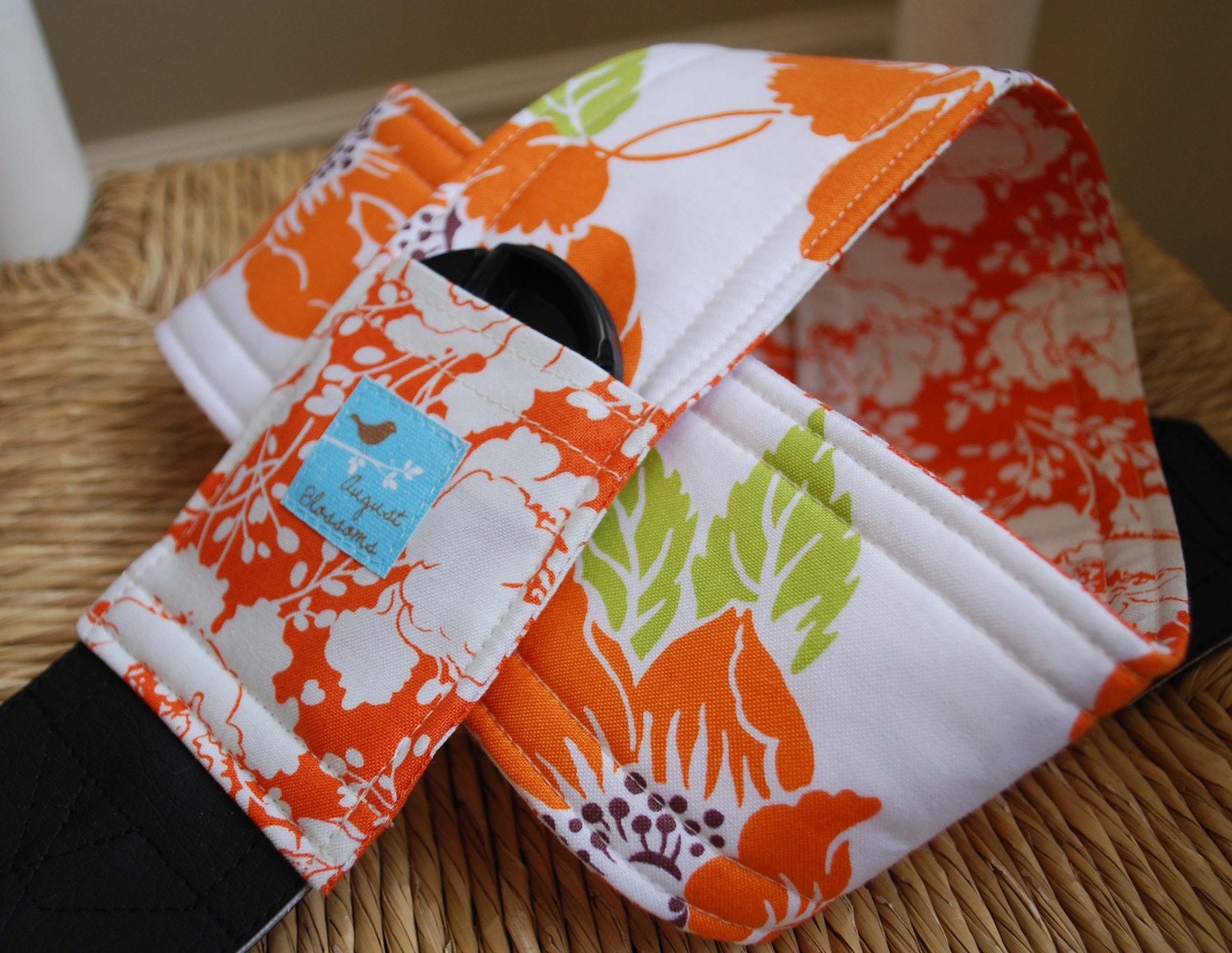 Camera Strap Orange Dolce Reversible Lens Cap Pocket