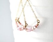 Soft Pink Japanese Glass Bead and Gold Filled Chain Dangle Earrings
