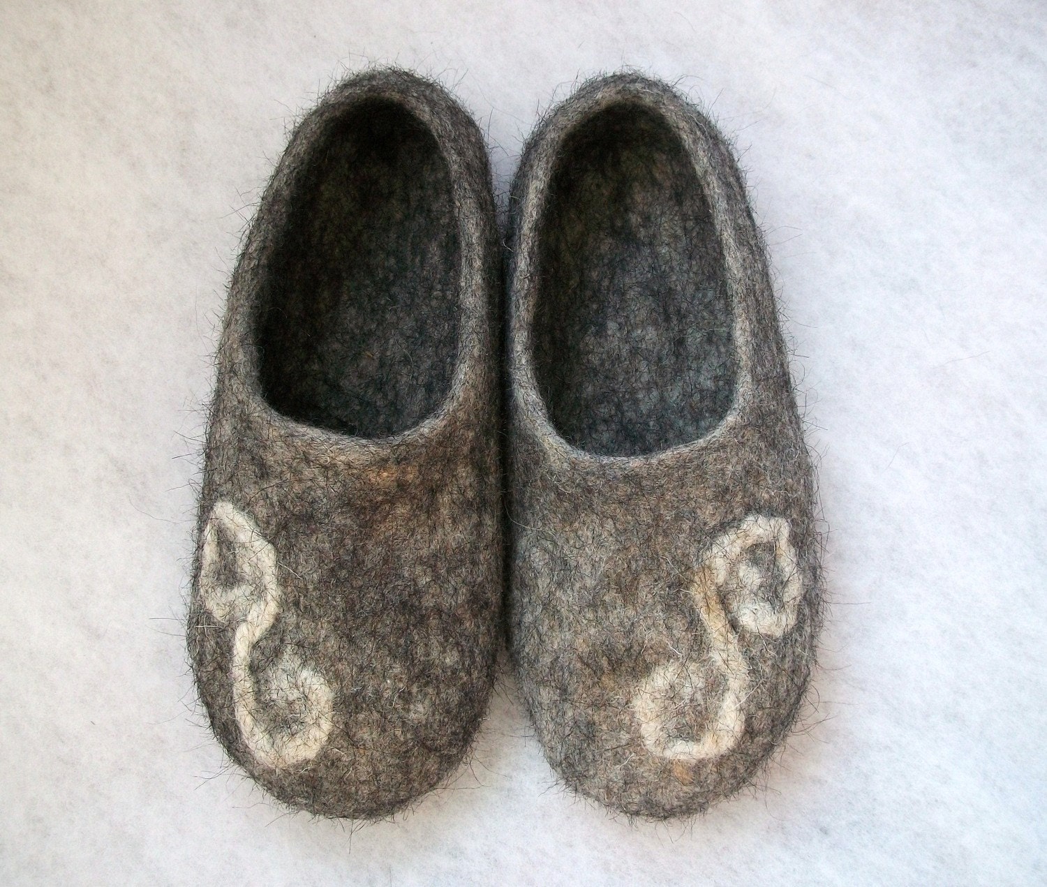Felted wool slippers Eco-collection natural undyed wool Handmade to Order