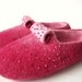 Felted wool slippers beaded Made to order magenta soft pink