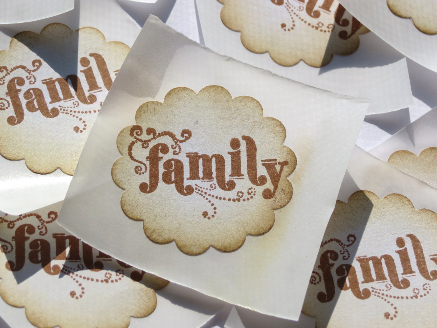 Family Vintage Style Handmade Stickers // Envelope Seals // Set of 12