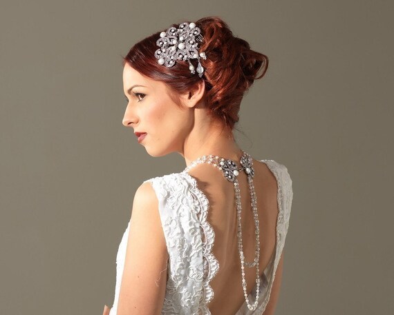 Divine Deco Claudette necklace with amazing back detail nl3021 black tie Art Deco 1920's
