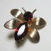 Tiny Vintage Bee Pin Bug Insect Garnet Red Rhinestones Gold Tone 1950s January Birthstone