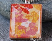 FRUIT PUNCH Orange Pink Red Handmade Scrabble Tile Art Pendant Charm Jewelry Necklace