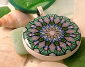 Kaleidoscope Polymer Clay Necklace Sea Glass