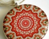 Kaleidoscope Pendant Polymer Clay Necklace Red