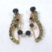 Vintage Rhinestone Earrings Austria Dark Green Light Green Gold