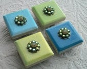 Fridge Bling -- Upcycled Ceramic Tiles and Swarovski Crystal Magnets, No. 1