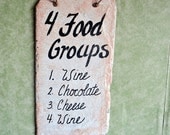 Food Groups wine chocolate and cheese sign