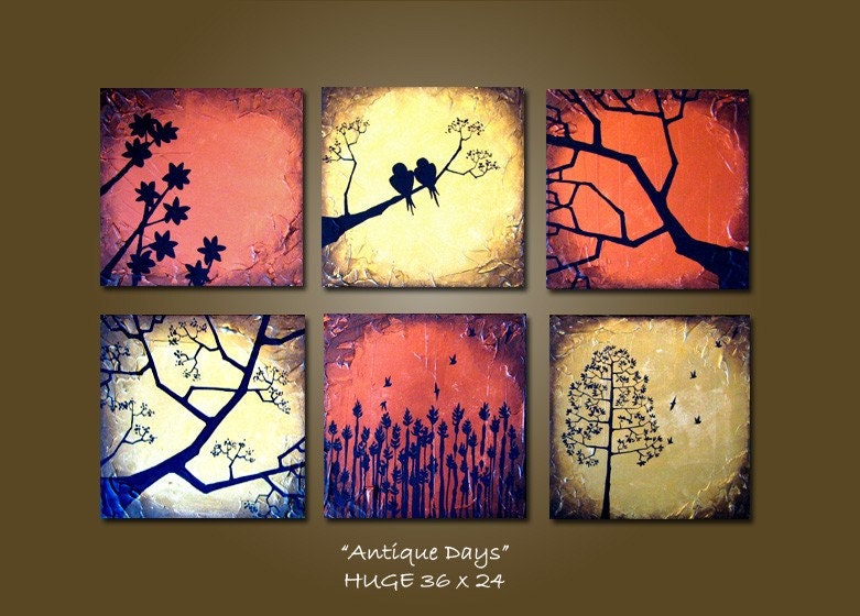 CUSTOM Antique Days - HUGE 36 x 24, Heavy Textured Acrylic Painting Art on canvas, Wall Art Decor, ORIGINAL