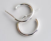 Sterling Silver Hoops Small Classic Stud Earrings 15mm