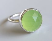 Lime Green Chalcedony Ring Sterling Silver Ring