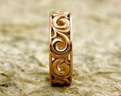 Hand Crafted Wedding Band in 14K Rose Gold with Big Scrolls and Glossy Look Size 5/5mm