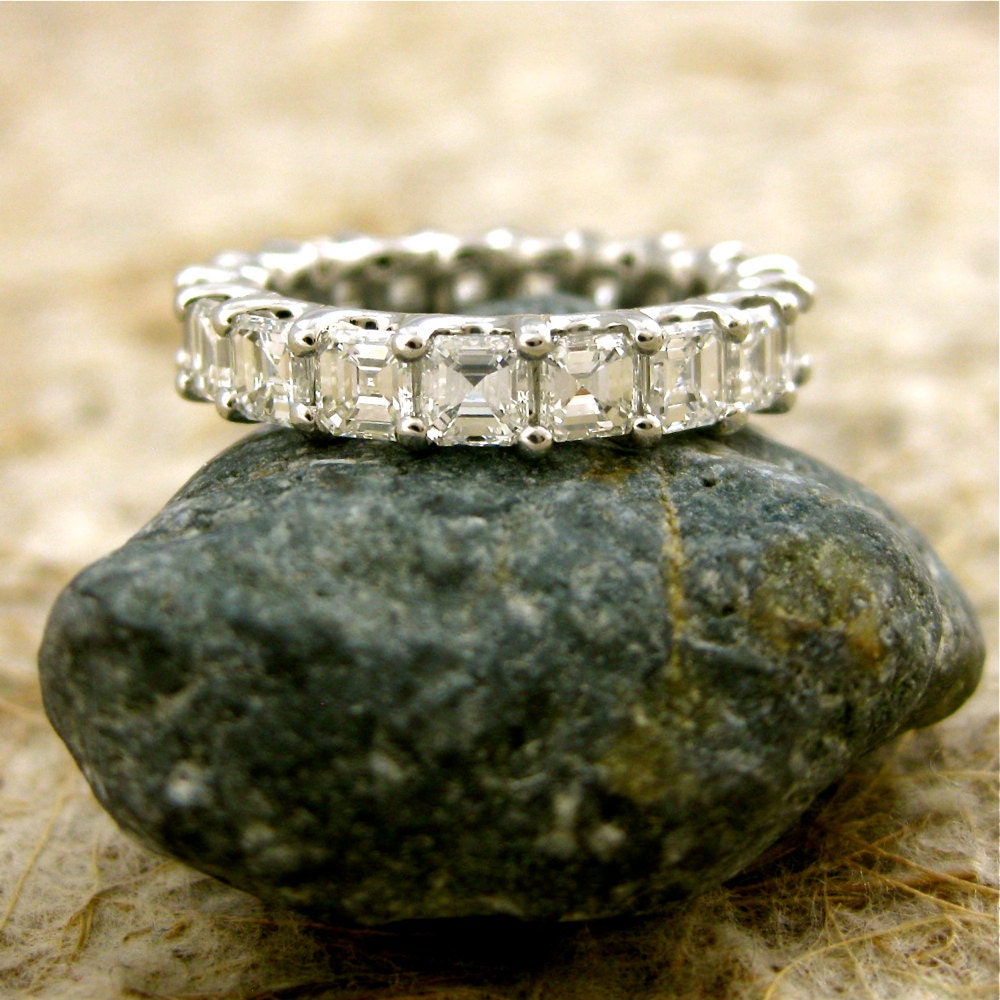 Custom Designed 2.61ct Square Emerald or Asscher Cut Diamond Wedding Band in Platinum