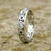 Custom Made Diamond and Blue Sapphire Engagement Ring or Wedding Band in 14K White Gold with Scrolls Size 6/4mm