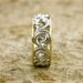 Hand Assembled Pair of Swirly Wedding Rings in Two Toned 14K White and Yellow Gold with Wide Scrolls Size 8.5/7mm