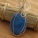 Denim Lapis pendant wrapped with Sterling wire - P22