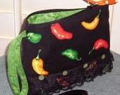 Cosmetics Bag, Knitting Notions Pouch, Hot Chili Peppers Orange Green Yellow Black