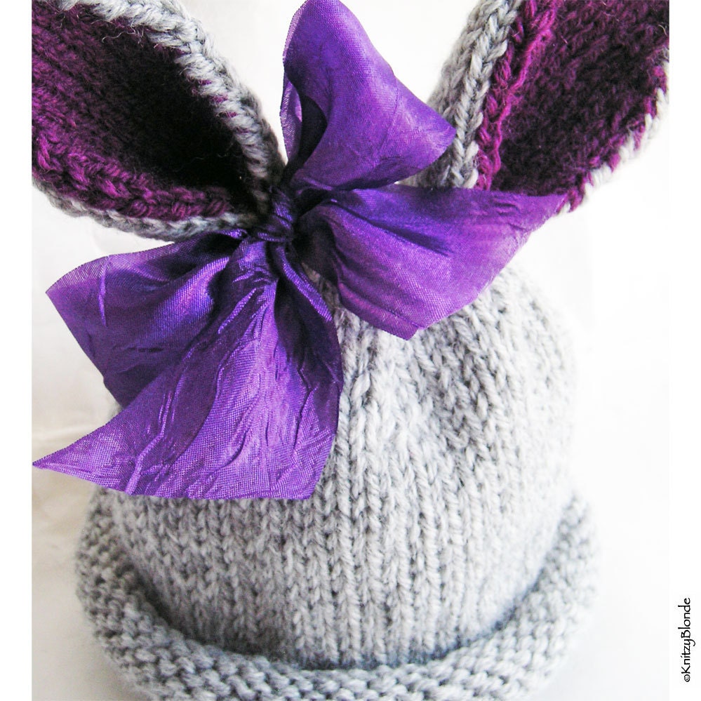 Hand Knit Bunny Baby Rabbit Hat, Custom Size, Girl or Boy  Easter Peter CottonTail
